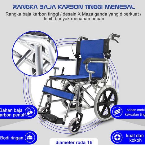 Kursi Roda Lipat Dewasa Standar Portabel Tugas Berat / Tangan Dorong Hermanramli12