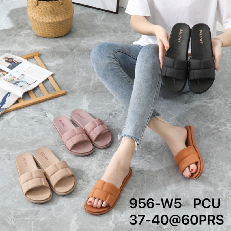 Sandal selop Jelly balance Wanita Import Motif Kotak /Sendal selop Anti Slip Balance 956-W2 37-40