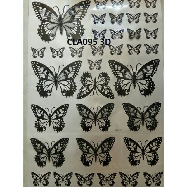 Evanurita Wall Sticker 3D Kupu Hitam XL Stiker Dinding Wallpaper Hiasan Dinding CLA095
