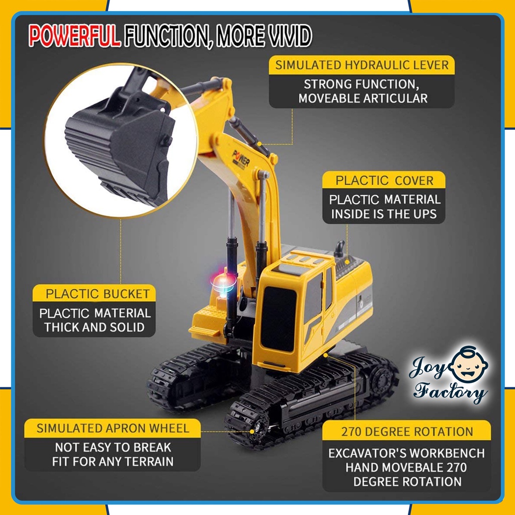 【4 Jenis】RC Remote Control Excavator Bulldozer Crane Dump Truck Mainan Hadiah Kendaraan Rekayasa