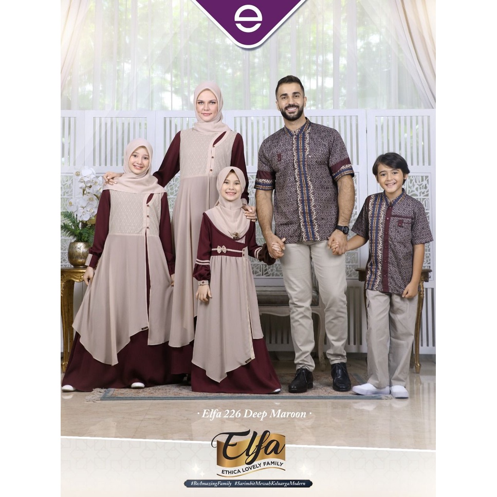 ELFA 226 DEEP MAROON ORIGINAL ETHICA DRESS BAJU BUSANA MUSLIM WANITA BUSUI GAMIS COUPLE IBU ANAK KOK