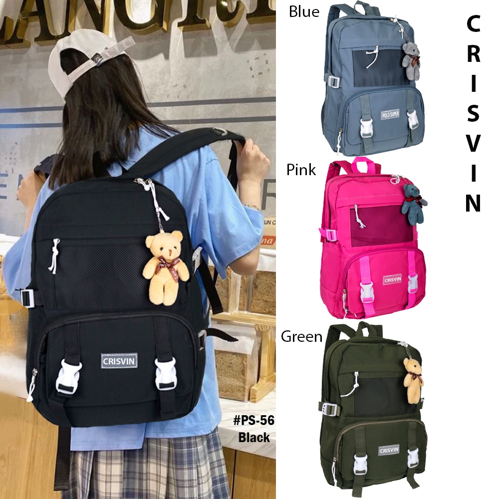 Tas Korea Polo Super Ransel ABG Fashion Korea Import Backpack Trendy Casual Tas Sekolah SMA Ransel Remaja Pria Wanita Kuliah