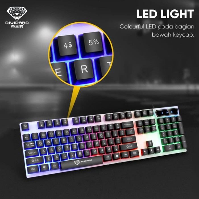 Divipard Keyboard Gaming GK-20 Kabel USB 2.0 Plus LED Lightning