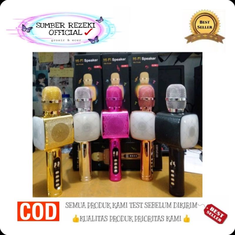 SR -MIC BLUETOOTH FLECO L20 KARAOKE WIRELESS LED /MICROPHONE KTV PREMIUM SPEAKER PORTABLE SMULE