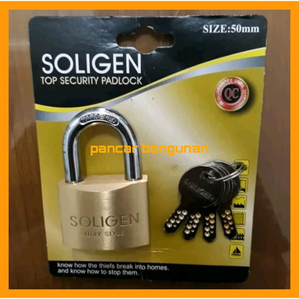 GEMBOK SOLIGEN 50MM PENDEK - GEMBOK PENDEK KUNINGAN 50MM SOLIGEN - GEMBOK KUNINGAN 50MM SOLIGEN - GE