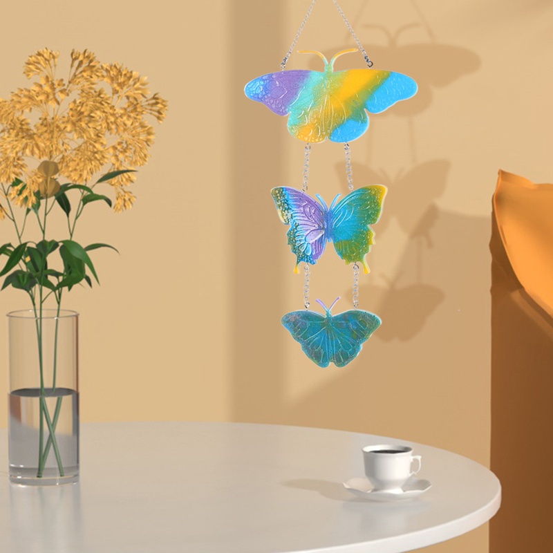 Siy Cetakan Lonceng Angin Butterfly Wind Chimes Bahan Silikon Resin Untuk Dekorasi Rumah