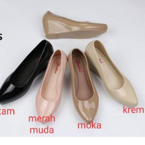 ✰pqd-018 L536 Sepatu Jelly Wedges hels 6cm Glanzton Import (Glossy) 