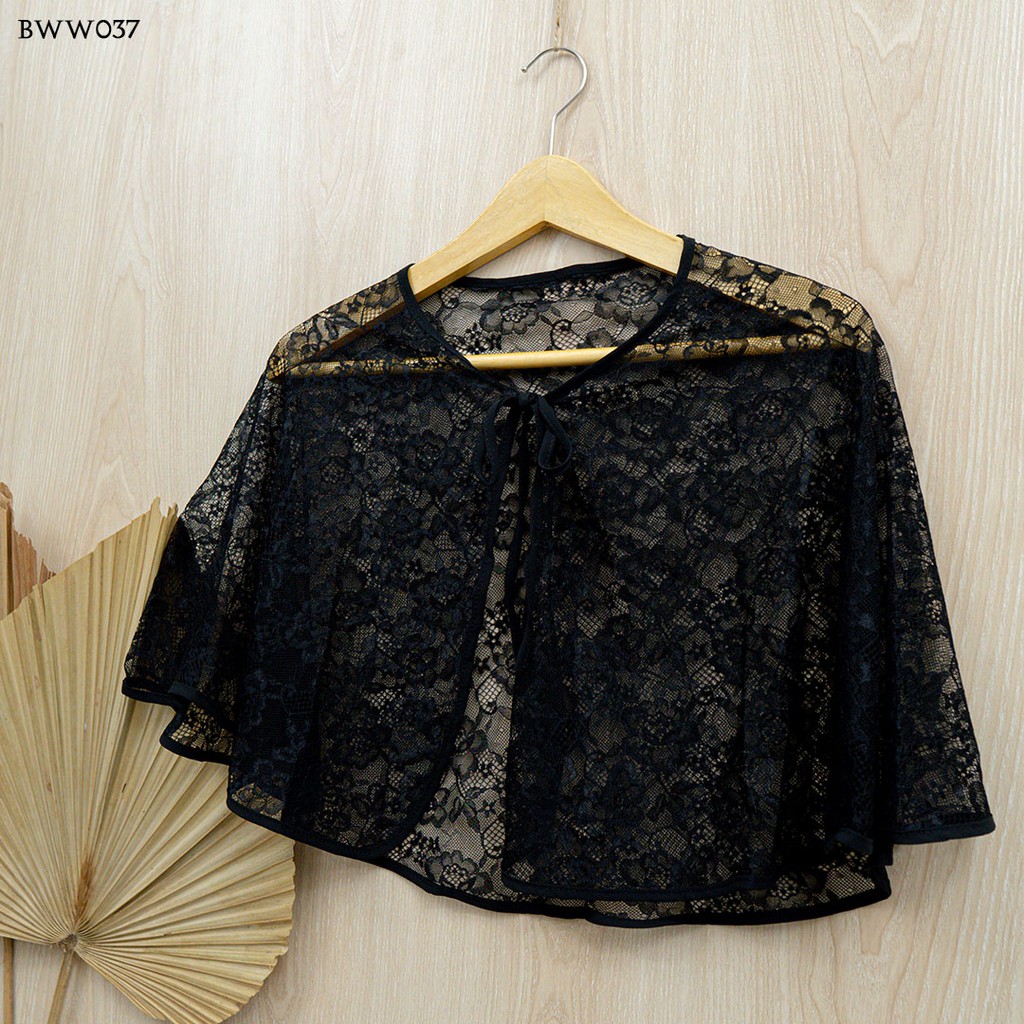 [STOK TERBATAS] BOLERO PENGANTIN OUTER WANITA LACE AKSESORIS WEDDING HITAM BWW037