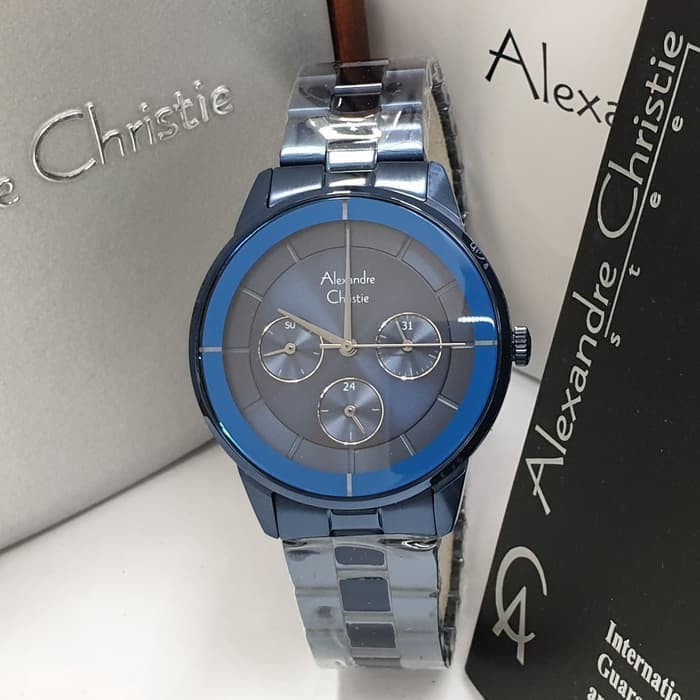[Free Baterai] JAM TANGAN WANITA ALEXANDRE CHRISTIE AC 2714 FULL BLUE ORIGINAL GARANSI RESMI 1 TAHUN