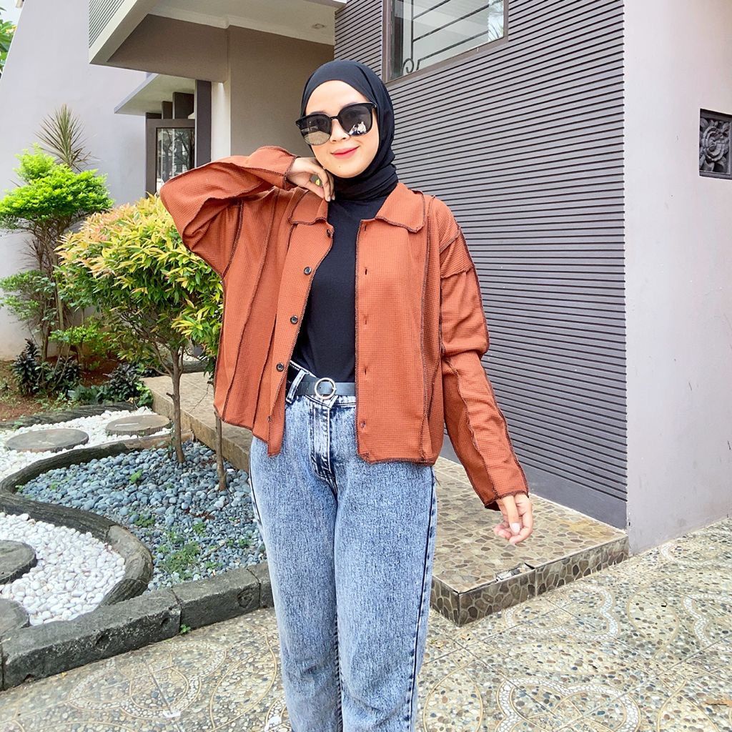 1KG MUAT 5PCS | AKO BASIC SHIRT TOP BOBAL KEMEJA KANCING RIB HITS KOREAN STYLE OOTD SELEBGRAM FASHION GROSIR WANITA