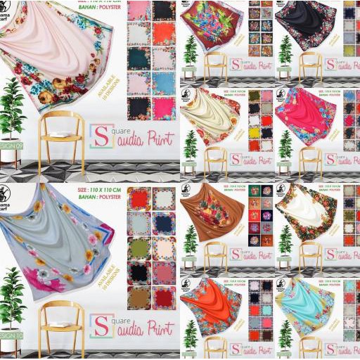 Jilbab Segi Empat Saudia Motif Mawar by UMAMA - seri : 02