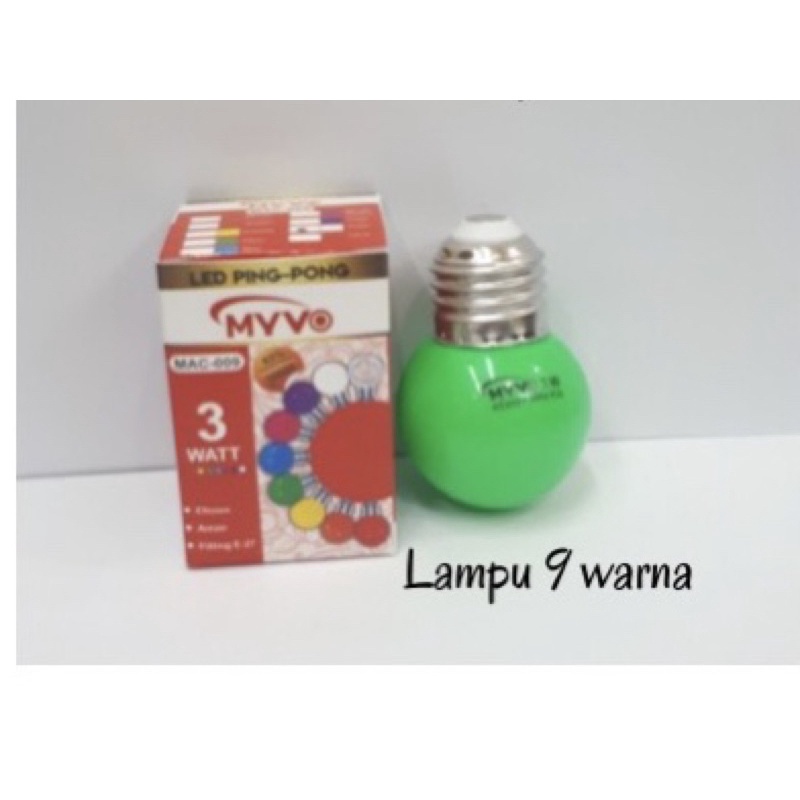 Lampu Hias Myvo 3w / Bohlam Led Warna Bulb / Led Pingpong Biru Hijau Kuning Merah Kuning Putih