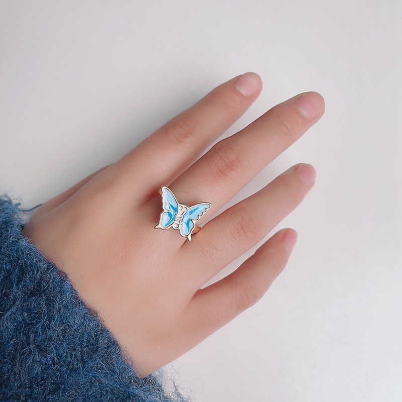 Fancyqube Cincin Fidget Spinner Model Butterfly Dan Bunga Aster Dapat Disesuaikan Untuk Wanita