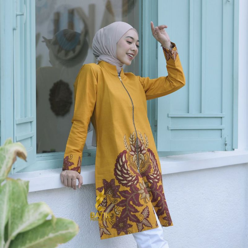 JAYANTI KUNING BATIK WANITA PRABUSENO TUNIK BATIK PRABUSENO BLOUSE BATIK PRABUSENO ORIGINAL ORI ASLI