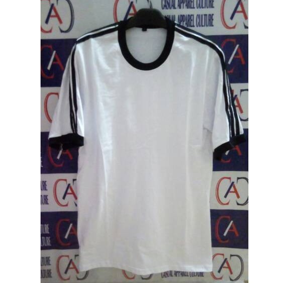 KAOS RINGER TEE POLOS STRIP ADIDAS - PUTIH