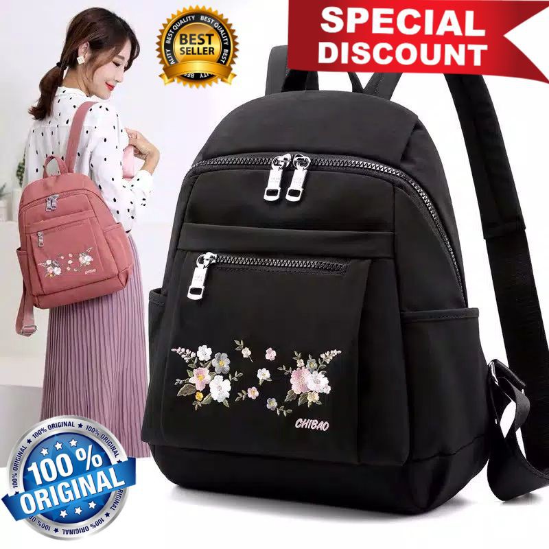 Original Tas Wanita Import Jinjing dan Ransel CHIBAO Bordir Bunga Best Seller