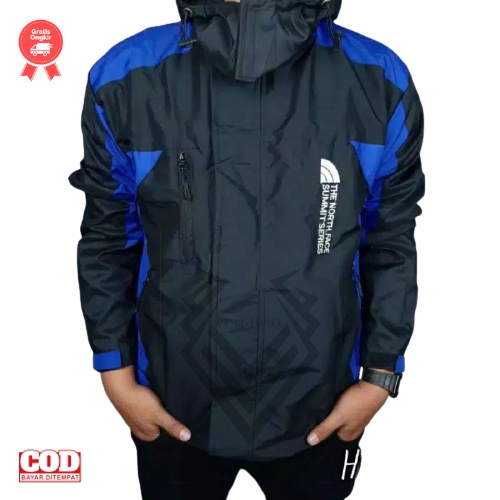 Jaket gunung /Jaket pendaki gunung pria / jaket murah / jaket outdoor TNF summit seriez-HITAM - BIRU