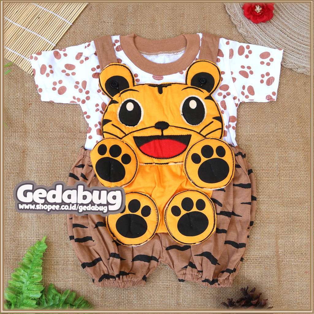 Setelan Kodok Anak Bayi  Karakter Macan / Jumper Bayi / Animasi Lucu - gedabug