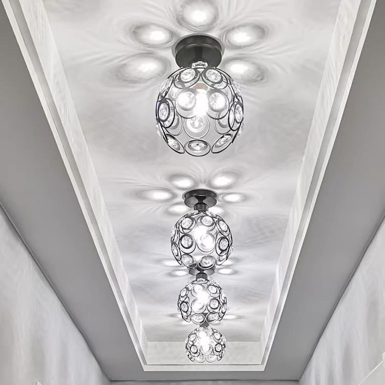Lampu Kristal Plafon Simple Minimalis Lampu Gantung Kristal Bulat ceiling lamp e27