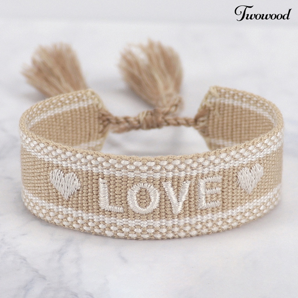 Twowood Ladies Wrap Bracelets Tassel Exquisite Hand Decoration Embroidered Letters n Bracelet for Friends