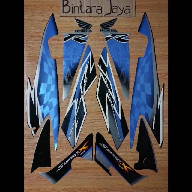 Sticker Lis Striping Honda Supra X 125 R Tahun 2009 Biru Silver
