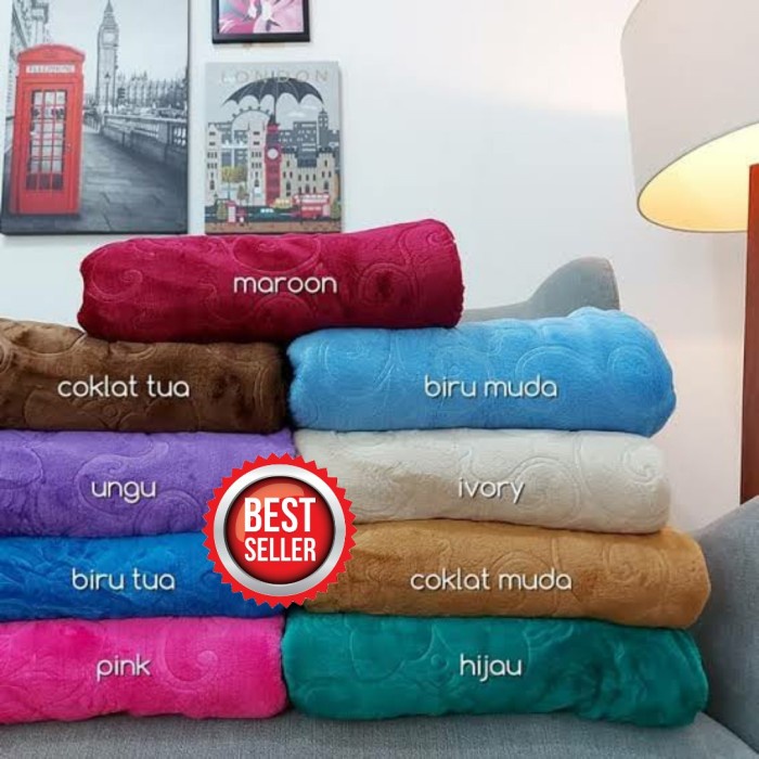 Selimut Dewasa Selimut Besar Dewasa Ukuran 180x200 CM Polos Embos Import - Merah No. 2(I8R1) Selimut