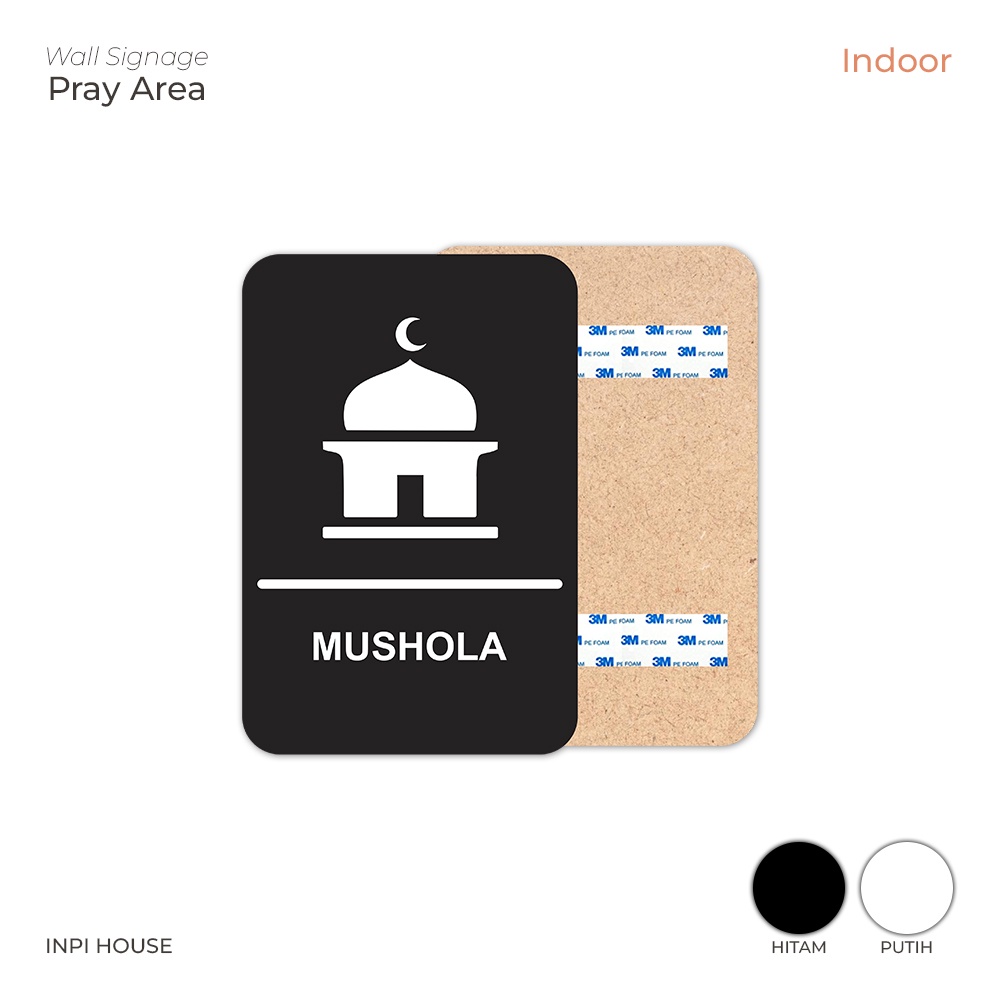 papan tanda mushola - sign mushola - Hitam Putih