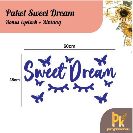 Dekorasi Hiasan Pajangan Wall Decor Stiker Dinding Kamar Rumah Bulu Mata Sleep Eye Dream Big Sweet Dream Custom
