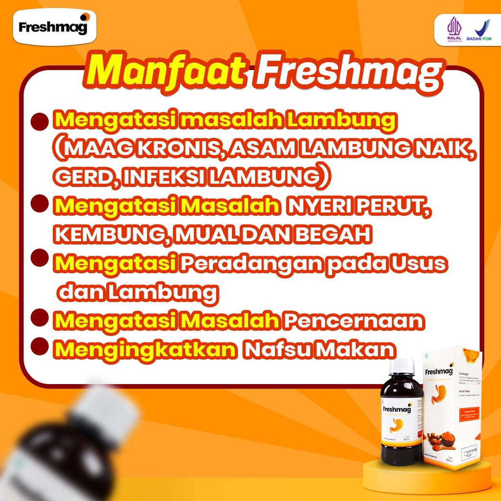 FRESHMAG PAKET 5 BOTOL - 3x Lebih Cepat Atasi Masalah Lambung Madu Herbal Alami Atasi Masalah Lambung Gerd Infeksi Lambung Magh Maag Kronis Penambah Nafsu Makan Jaminan Asli Distributor Freshmag Aman Terpercaya  BPOM HALAL Fresh Maag Presmag Zestmag