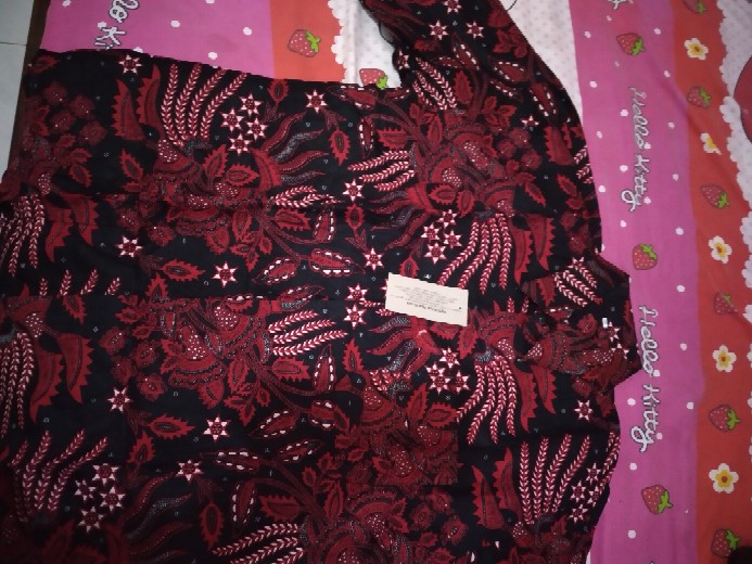 Nabila Batik Jumbo M / 10xl Kemeja Lengan Pendek Motif Manggar Merah Murah Batik Jumbo