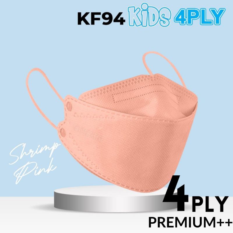 MASKER KF94 ANAK 4 PLY WARNA SHRIMP PINK ISI 10 PCS MASKER ANAK SEKOLAH