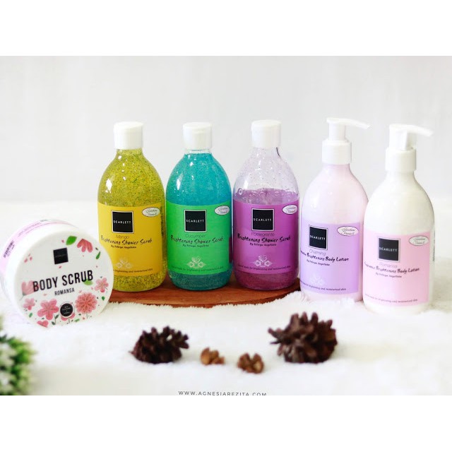 Paket 6 item Scarlett Whitening bebas pilih variant (Lotion, Showerscrub, Bodyscrub, Facialwash)