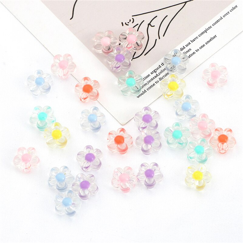 50Pcs 12mm Stars Clear Acrylic Sunflowers Loose Spacer Beads Charms for DIY Jewelry Craft Making Bracelets Handmade Accessories