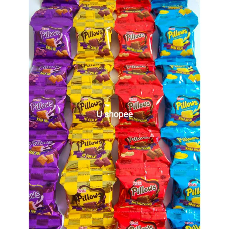 

Oishi pillows ubi/cokelat/kacang/keju 10 sachet