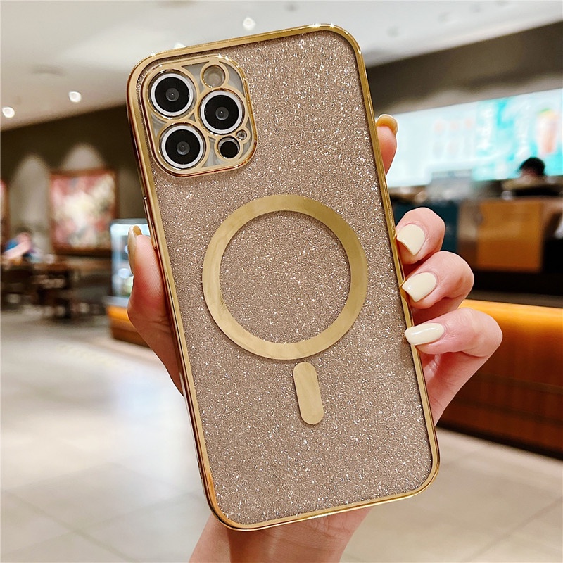 Soft Case Magnetik 6D Warna Silver / gold Untuk Iphone 13 12 11 Pro MAX XR X XS MAX