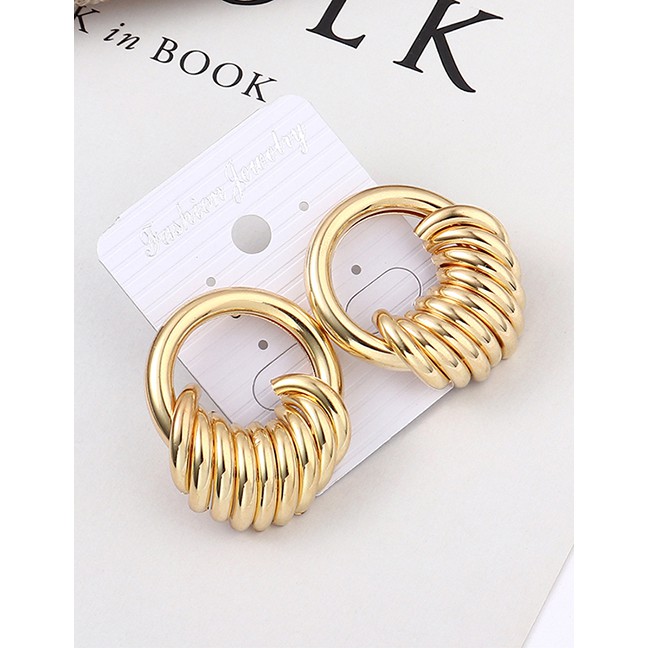 LRC Anting Tusuk Fashion K Grid Textured Earrings Y61832