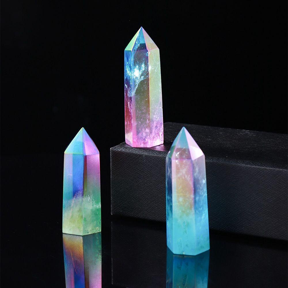 [Elegan] Batu Kristal Reiki Terapi Meditasi Labradorite Fluorite Untuk Kerajinan Rumah Kantor Meja Hiasan Dekorasi Tongkat Penyembuhan