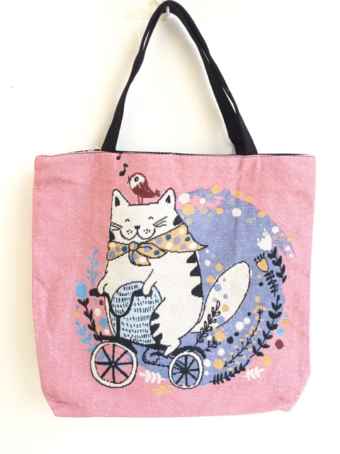 Tas tote bag kanvas besar cat series import