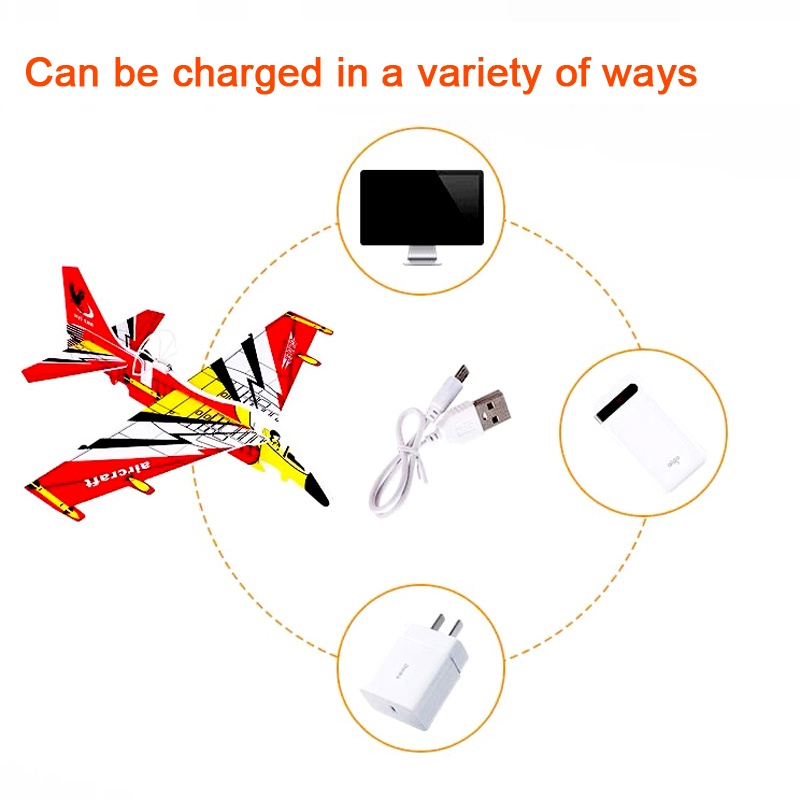 Mainan Pesawat Terbang Elektrik Lempar Tangan Bahan Busa Dengan Lampu Dan USB Charging Untuk Outdoor