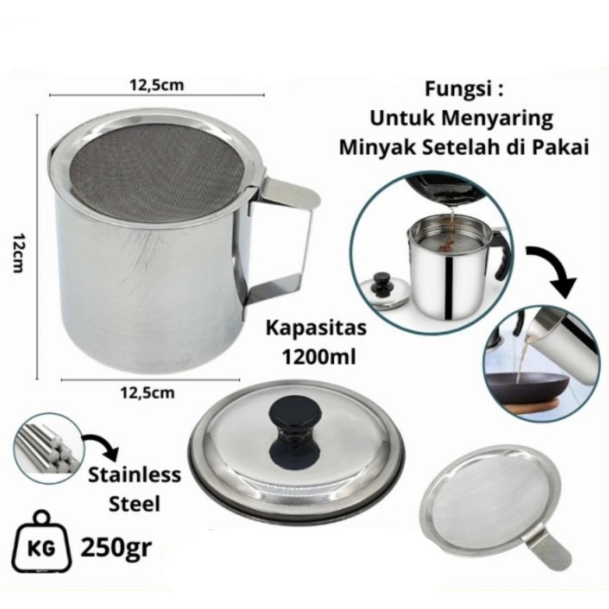 Oil Pot Stainless Minyak - Wadah Minyak Sisa Masakan