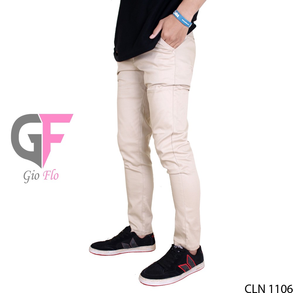 GIOFLO Chino Pants Celana Panjang Pria Casual Terbaru Krem / CLN 1106