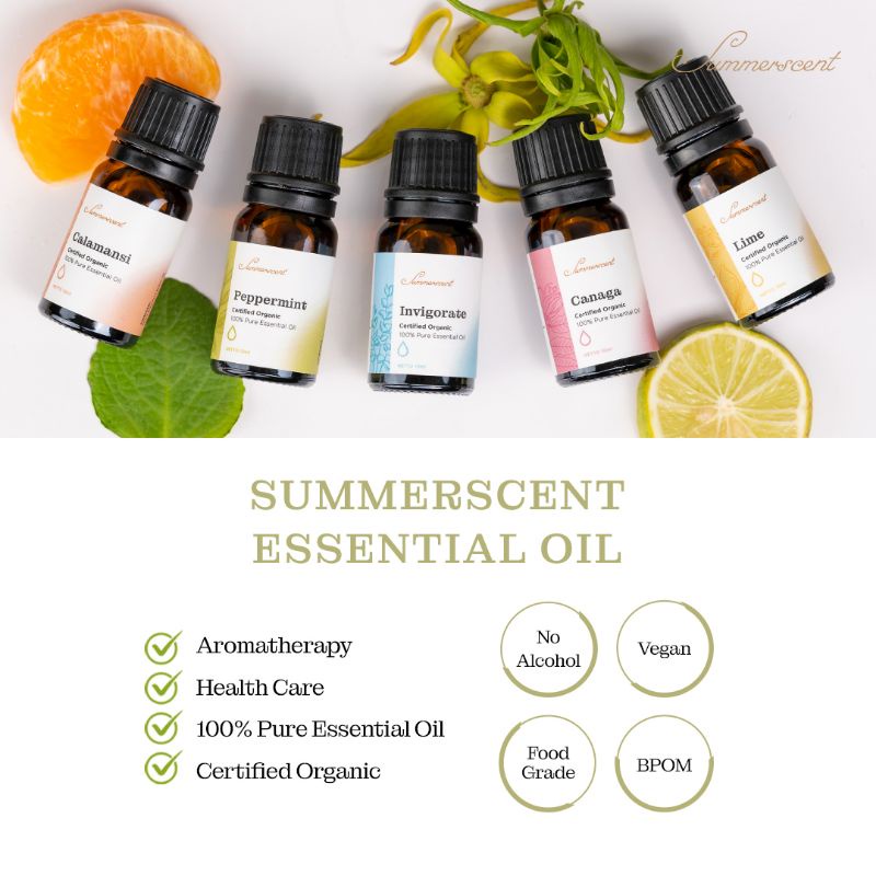 Summerscent Essential Oil Diffuser Cough and Flue BPOM 10ml Calamansi Invigorate Peppermint Lime Canaga