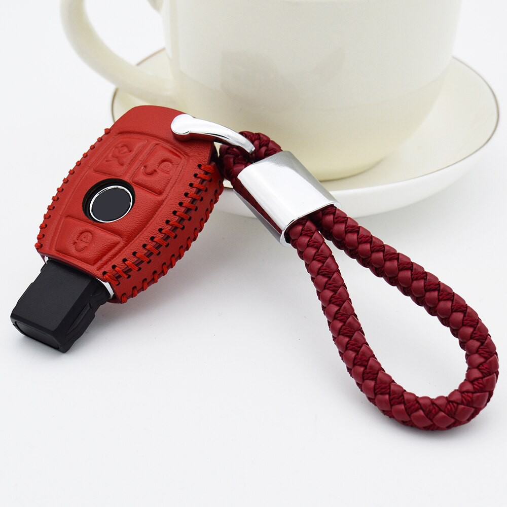 Car Key Case For Mercedes Benz W203 W210 W211 W124 W202 W204 W212 CLA GLC AMG Leather Key Cover