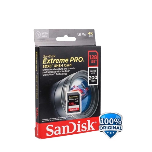 Sandisk SD Card Extreme Pro 128GB 200MBPS V30 U3 4K