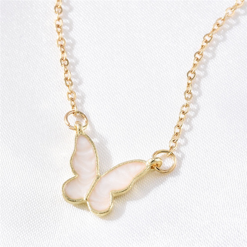 Super fairy white butterfly clavicle chain Japan and South Korea simple retro dripping butterfly necklace 210807