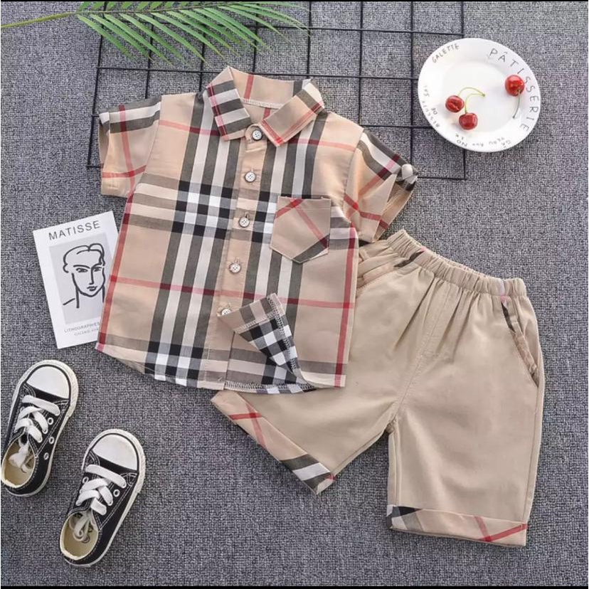 setelan kemeja blubabrry anak bayi size 1-5 tahun bahan katun premium lembut/ setelan kemeja anak laki laki/ setelan kemeja anak cowo/ kemeja anak terbaru