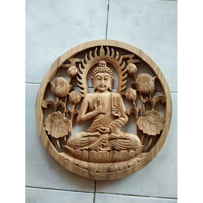 Ukiran Bali Pandil Kayu Buda 40cm