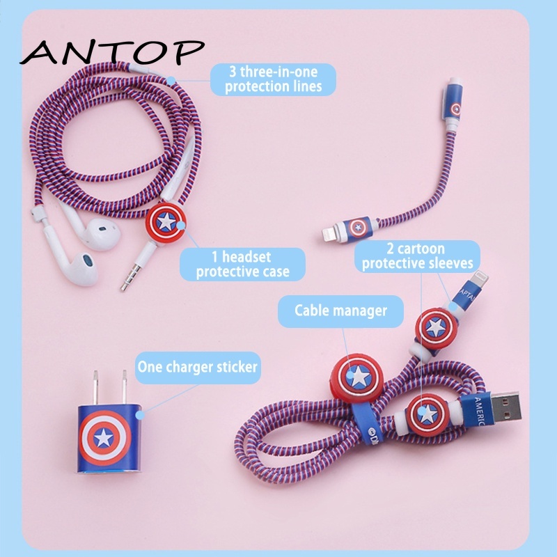 Perangkat Penyimpanan Kabel Kartun Pelindung Kabel Winder Headphone Cocok Untuk Kabel Pengisian Iphone Earphone ANTOP