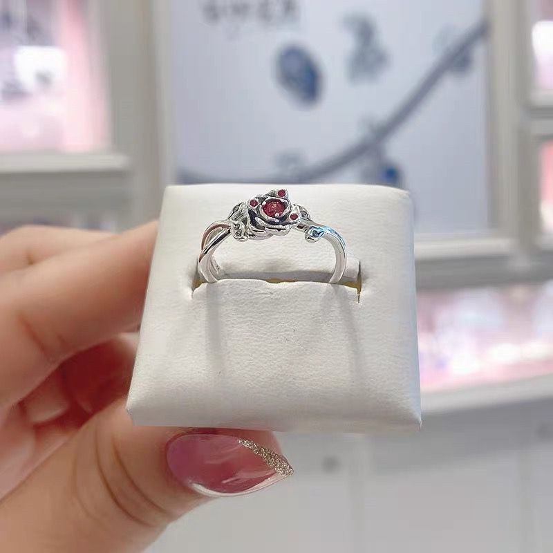 Pandora Cincin 925 Silver Desain Bunga Mawar Princess disney Hias Kubik Zirkonia Untuk Wanita