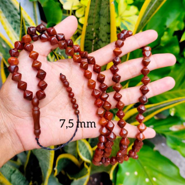 Tasbih 99 wajik 7,5 mm coklat kokka kaokah